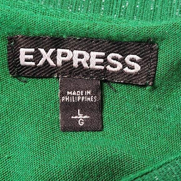 Express Blouse Top Womens Size Large Sheer Green Shimmer Holiday Christmas - Picture 5 of 10
